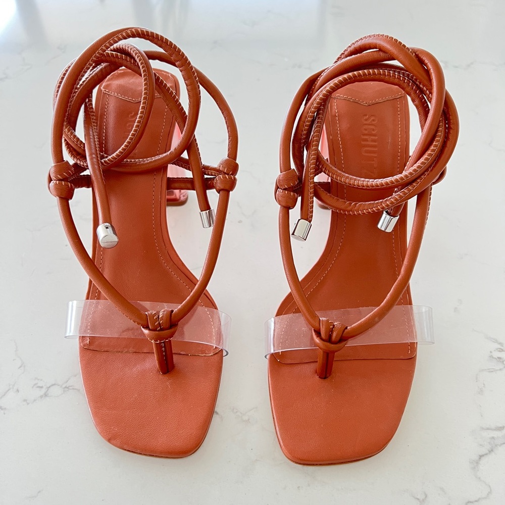 Schutz Strappy Leather Sandal Heels